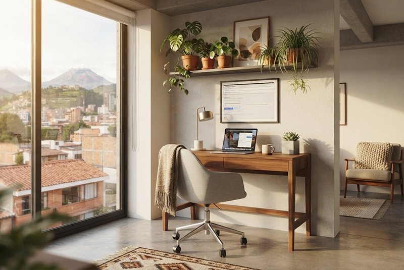 sala de trabajo de un airbnb